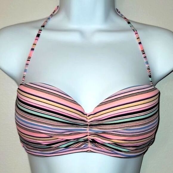 Victoria's Secret Striped Convertible Strapless Bikini Top Size 32D - Picture 1 of 4